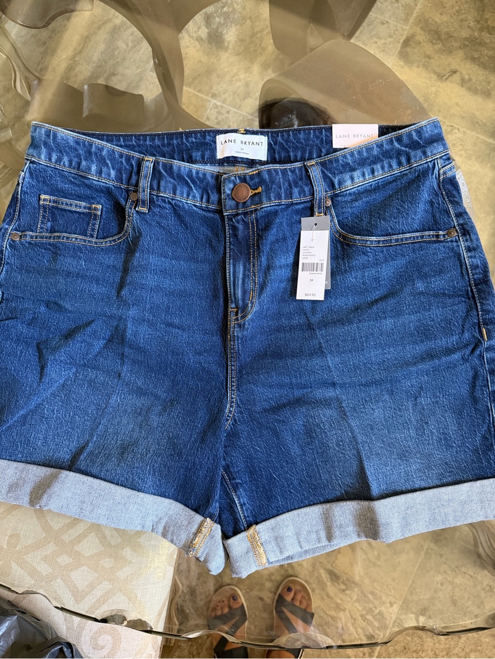 Lane Bryant Cuffed Denim Boyfriend MIDI Shorts NWT